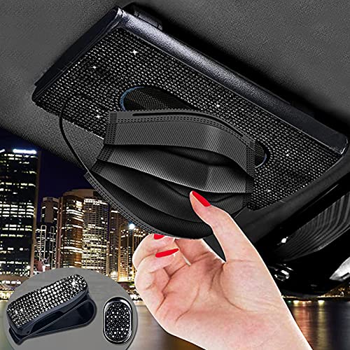 FUNOJOY Bling Car Visor Tissue Holder | Black Tissue Box Holder for Car | Bling Mask Holder for Car | Sparkling Car Sun Visor Napkin Holder | Bling Car Accessories for Women FUNOJOY Bling Car Visor Tissue Holder | Black Tissue Box Holder for Car | Bling Mask Holder for Car | Sparkling Car Sun Visor Napkin Holder | Bling Car Accessories for Women