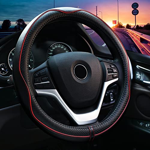 Valleycomfy Steering Wheel Covers Universal 15 inch - Genuine Leather Valleycomfy Steering Wheel Covers Universal 15 inch - Genuine Leather