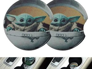 Home of car fans 2 Pcs Car Cup Holder Coaster for The Mandalorian Yoda (xiangjiale-4920)
