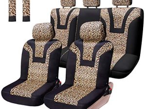 COOLBEBE Leopard Car Seat Covers - Cheetah Pattern Integrated Auto Seat Cover Car Protector Interior Accessories