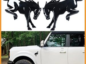 Decals Emblems for Ford Bronco 2021 2022 - ANMOSVO Fender Side Bronco Truck Letter Horse Emblems Sticker for Ford Bronco Accessories - Gloss Black (2pcs)