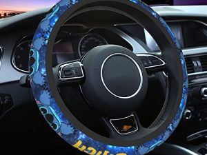 Vbanlya Cute Cartoon Car Accessories – Steering Wheel Cover for Women – Car Steering Wheel Cover for Universal Fit 15 Inch – Blue