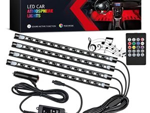 Nilight - TR-06 4PCS 48 LED Interior Lights DC 12V Multicolor Music Car Strip Light Under Dash Lighting Kit with Sound Active Function and Wireless Remote Control