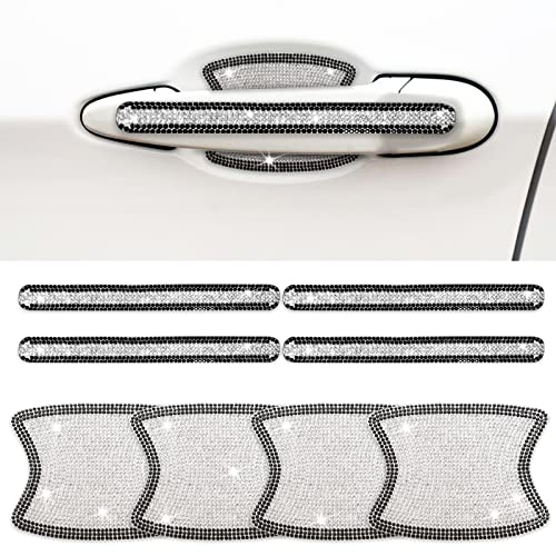 Rhinestone Car Door Handle Stickers - 8PCS Black and Silver Bling Car Accessories Crystal Glitter Door Handle Protector Stickers and Decals Scratch Safety Reflective Auto Sticker for Woman & Man Rhinestone Car Door Handle Stickers - 8PCS Black and Silver Bling Car Accessories Crystal Glitter Door Handle Protector Stickers and Decals Scratch Safety Reflective Auto Sticker for Woman & Man