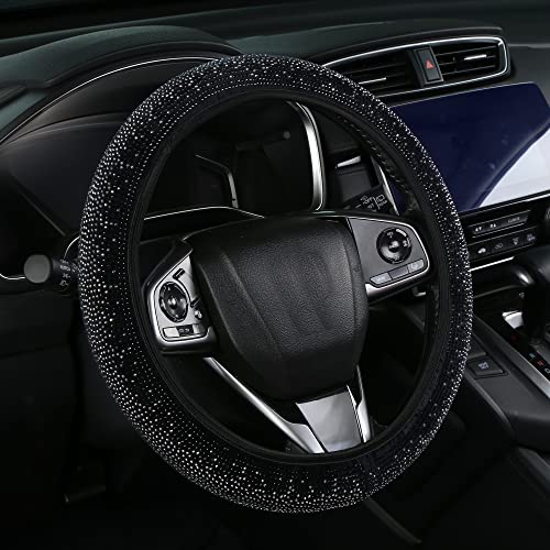 Bling Rhinestones Steering Wheel Cover with Crystal Diamond Sparkling Car SUV Breathable Anti-Slip Steering Wheel Protector for Women Bling Rhinestones Steering Wheel Cover with Crystal Diamond Sparkling Car SUV Breathable Anti-Slip Steering Wheel Protector for Women