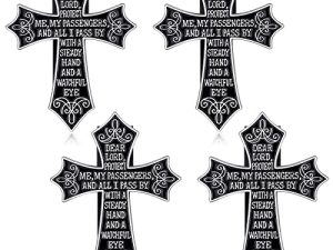 Tallew Sun Visor Clip Catholic Tallew Motorist Prayer Cross Christian Car Visor Clip New Driver Gifts Religious Visor Accessories Artful Blessing Car Charm Pin for Parent Family Friend (4)
