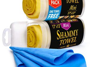 Premium Mini Chamois Cloth for Car - (2 Pack + 1 Towel Free) - 17”x13” - Super Absorbent Car Shammy Towel - Scratch-Free Shammy Cloth for Car