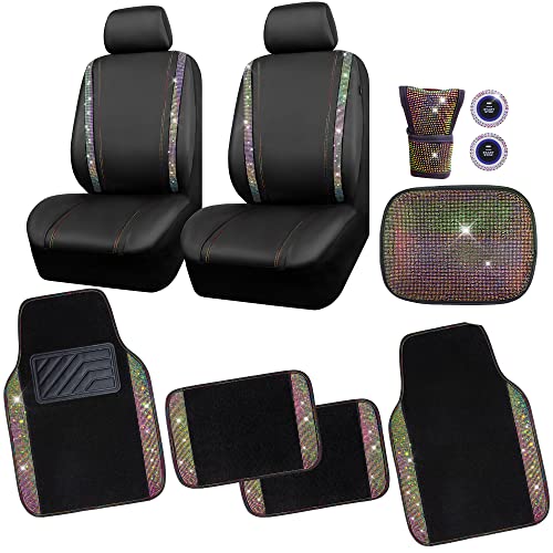 CAR PASS Bling Rhinestone Diamonds Car Seat Covers Leather&Shining Diamond Car Floor mats Carpet with Anti-Slip Nibs&Bling Car Accessories Sets(Multicolor Glitter Crystal Diamond Combo Set) CAR PASS Bling Rhinestone Diamonds Car Seat Covers Leather&Shining Diamond Car Floor mats Carpet with Anti-Slip Nibs&Bling Car Accessories Sets(Multicolor Glitter Crystal Diamond Combo Set)