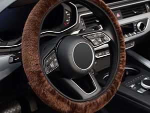 KAFEEK Elastic Long Microfiber Plush Steering Wheel Cover for Winter Warm