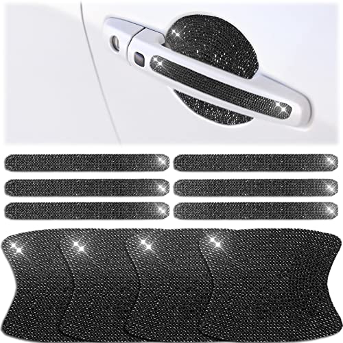 Frienda 10 Pieces Bling Car Door Handle Protector Rhinestone Universal Car Handle Cover Reflective Bling Car Handle Cover Car Door Bowl Protection for Car Laptops Decoration (Black) Frienda 10 Pieces Bling Car Door Handle Protector Rhinestone Universal Car Handle Cover Reflective Bling Car Handle Cover Car Door Bowl Protection for Car Laptops Decoration (Black)