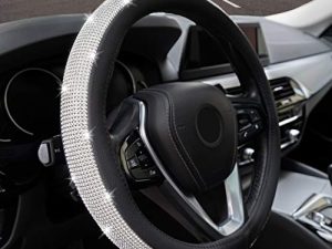 Magnelex Microfiber Leather Steering Wheel Cover – Stunning and Shiny Crystal Diamond Design. Compatible with Most Makes and Models of Cars and Trucks with 14.5 to 15 Inch Steering Wheels