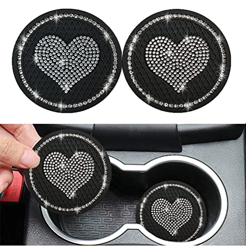 2 PCS Heart Black Car Cup Coasters Car Accessories Sparkly Rhinestone Car Coasters for Cup Holders Insert Cute Car Accessories Interior for Women Kawaii Car Decor Gift 2 PCS Heart Black Car Cup Coasters Car Accessories Sparkly Rhinestone Car Coasters for Cup Holders Insert Cute Car Accessories Interior for Women Kawaii Car Decor Gift