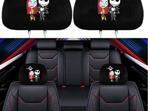 luoji 2 Pack Headrest Covers for Nightmare Before Christmas Jack Skellington and Sally