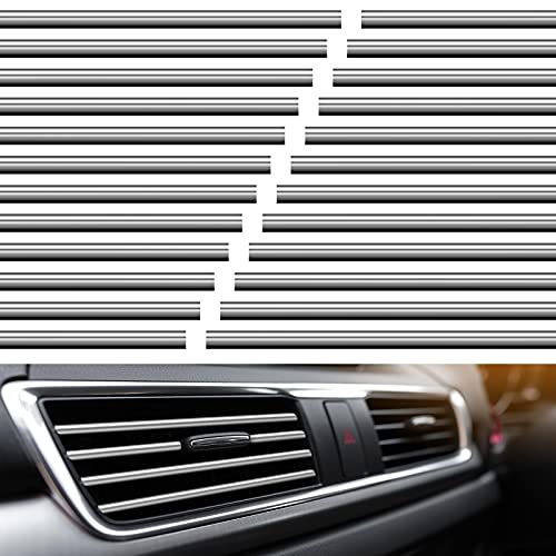 Frienda 20 Pieces Car Air Conditioner Vent Outlet Decoration Strips Universal Waterproof Bendable Car Vent Outlet Trim Decoration Car Interior Accessories for Straight Air Vent Outlet (Silver) Frienda 20 Pieces Car Air Conditioner Vent Outlet Decoration Strips Universal Waterproof Bendable Car Vent Outlet Trim Decoration Car Interior Accessories for Straight Air Vent Outlet (Silver)