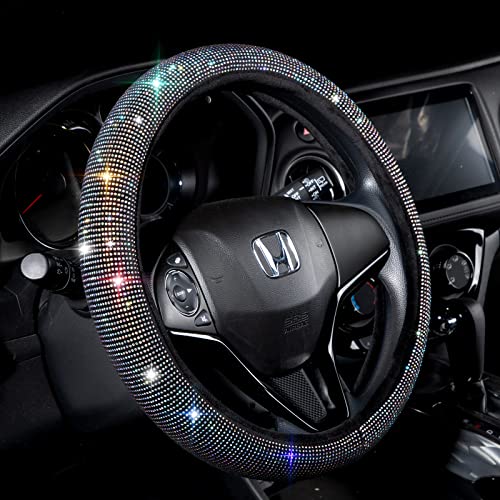Valleycomfy Steering Wheel Cover for Women Men Bling Bling Crystal Diamond Sparkling Car SUV Wheel Protector Universal Fit 15 Inch (Black with Colorful Diamond Valleycomfy Steering Wheel Cover for Women Men Bling Bling Crystal Diamond Sparkling Car SUV Wheel Protector Universal Fit 15 Inch (Black with Colorful Diamond