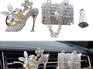 Tznyly Car Decor Car Fresheners For Women Bling Car Accessories Car Air Outlet Decoration Bling Car Accessories For Women Car Aromatherapy Car Air Vent Clip Charm Car air freshener Two-Piece High Heel Bag