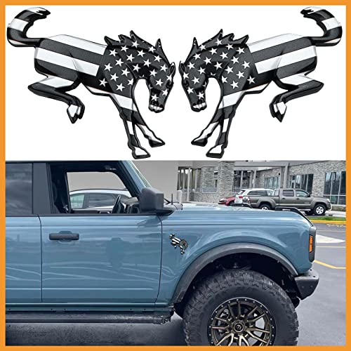 Decals Emblems for Ford Bronco 2021 2022 - ANMOSVO Fender Side Bronco Truck Letter Horse Emblems Sticker for Ford Bronco Accessories - Black USA Flag (2pcs) Decals Emblems for Ford Bronco 2021 2022 - ANMOSVO Fender Side Bronco Truck Letter Horse Emblems Sticker for Ford Bronco Accessories - Black USA Flag (2pcs)