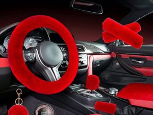 ZYNQACC 1 Set 8 Pieces Fluffy Steering Wheel Cover Set