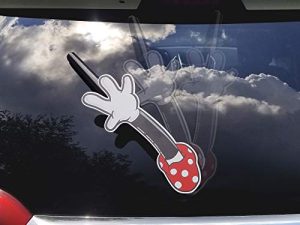 WiperTags White Glove Polka Dot Waving Arm attaches to Rear Vehicle Wipers. Made in USA. Detachable and Interchangeable with Hundreds of Designs.