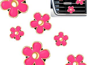 6 Pcs Daisy Flower Air Vent Clip Air Conditioning Outlet Clip Car Air Freshener Clip Charm Car Inter Decor Accessories (Red