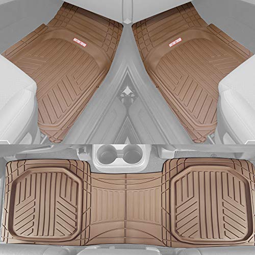 Motor Trend FlexTough Plus Beige Rubber Car Floor Mats - All Weather Deep Dish Automotive Floor Mats Motor Trend FlexTough Plus Beige Rubber Car Floor Mats - All Weather Deep Dish Automotive Floor Mats