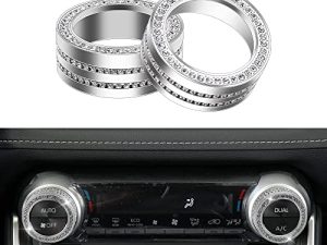 1797 AC Air Conditioning Knob Covers Accessories for Toyota RAV4 2022 2021 2020 2019 Bling Sticker Decal Crystal Silver Pack of 2