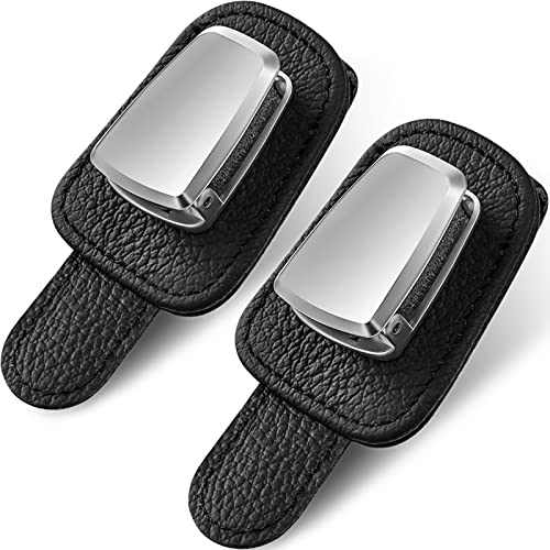 2 Packs Car Glasses Holder Universal Car Visor Sunglasses Holder Clip Leather Eyeglasses Hanger and Ticket Card Clip Eyeglasses Mount for Car (Black) 2 Packs Car Glasses Holder Universal Car Visor Sunglasses Holder Clip Leather Eyeglasses Hanger and Ticket Card Clip Eyeglasses Mount for Car (Black)