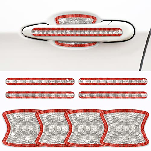 Bling Car Door Handle Protector - 8PCS Red Rhinestone Bling Car Accessories for Women Car Door Handle Protector Stickers Crystal Glitter Decals Scratch Safety Auto Exterior Decors Bling Car Door Handle Protector - 8PCS Red Rhinestone Bling Car Accessories for Women Car Door Handle Protector Stickers Crystal Glitter Decals Scratch Safety Auto Exterior Decors