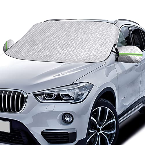 SOTOGASUKI Windshield Cover for Ice and Snow - Frost Cover for Car - Auto Wiper and Side Mirror Protector - All Weather Freeze Winter Waterproof Windproof Summer Sun Shade - Fits Most Cars SOTOGASUKI Windshield Cover for Ice and Snow - Frost Cover for Car - Auto Wiper and Side Mirror Protector - All Weather Freeze Winter Waterproof Windproof Summer Sun Shade - Fits Most Cars