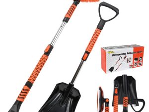 42'' Ice Scraper and Extendable Snow Brush Emergency Snow Shovel Snow Broom with Foam Grip 180° Pivoting Brush Head Snow Scraper for Cars