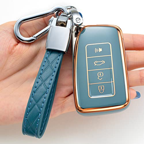 Saimui for Lexus Key Fob Cover with Keychain Soft TPU 360 Degree Protection Key Shell Case Compatible with RX ES GS LS NX RS GX LX RC LC Smart Key-Blue Saimui for Lexus Key Fob Cover with Keychain Soft TPU 360 Degree Protection Key Shell Case Compatible with RX ES GS LS NX RS GX LX RC LC Smart Key-Blue