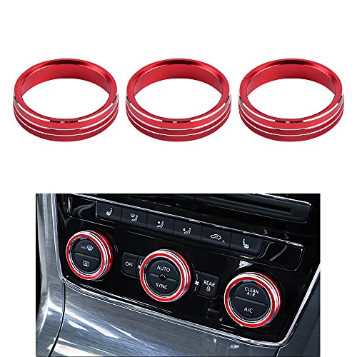 LECART for Volkswagen Accessories VW Tiguan CC Passat Altas Arteon Center Console AC Control Air Conditioning Radio Volume Button Tune Knob Covers Interior Decor Trim Red 3Pcs LECART for Volkswagen Accessories VW Tiguan CC Passat Altas Arteon Center Console AC Control Air Conditioning Radio Volume Button Tune Knob Covers Interior Decor Trim Red 3Pcs