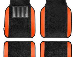 FH Group F14407ORANGE Universal Fit Premium Carpet Orange Automotive Floor Mats fits most Cars