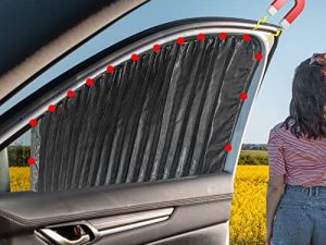 XCBYT Car Window Shades - 2 Pcs Car Curtains Privacy Window Covers for Sun Privacy Interior Protection for Baby Magnetic Retractable Foldable Screen Camping Auto Accessories