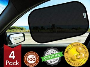 kinder Fluff Car Window Shade (4Pack)-The Only Certified Car Window Sun Shade for Baby Proven to Block 99.95% UVR - Mom's Choice Gold Award Winning -Car Window Shade for Baby- Car Seat Sun Protection