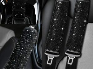 Valleycomfy Soft Velvet Seat Belt Shoulder Pads with Bling Rhinestones Car Bling Seat Belt Covers for Women