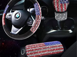 TZARROT Rhinestone Bling Car Accessories Set for Women with Diamond Crystal