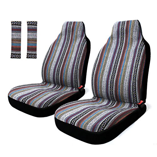 Copap 4pc Universal Stripe Colorful Baja Front Seat Cover Baja Bucket Seat Cover Blue Saddle Blanket with Seat-Belt Pad Protectors for Car Copap 4pc Universal Stripe Colorful Baja Front Seat Cover Baja Bucket Seat Cover Blue Saddle Blanket with Seat-Belt Pad Protectors for Car
