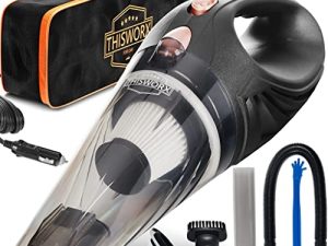 ThisWorx Car Vacuum Cleaner - Car Accessories - Small 12V High Power Handheld Portable Car Vacuum w/Attachments