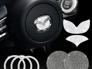 JINGSEN Bling Car Steering Wheel Decorative Diamond Sticker Fit for Mazda