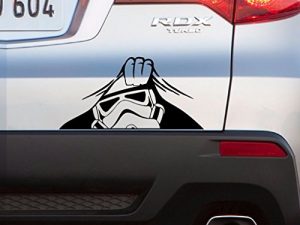 Stormtrooper Peeking Decal Vinyl Sticker Auto Car Truck Wall Laptop | Black | 4" Wide