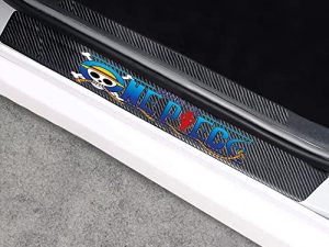 CHIBAO 4Pcs/Set Premium Carbon Fiber Door Sill Protectors Door Sill Decoration Sticker Front/Rear for Anime One Piece Car Accessories Universal -B