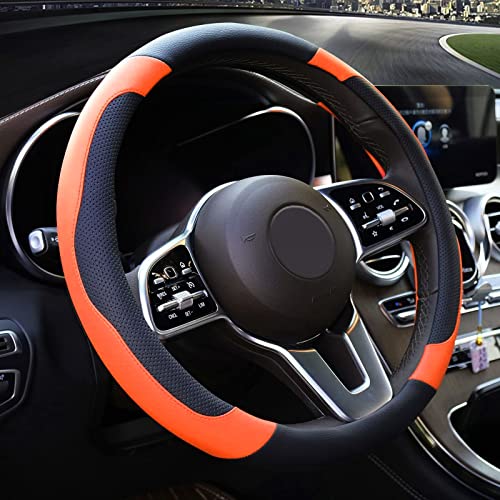 Xizopucy Orange Steering Wheel Cover Microfiber Leather Sporty Car Accessories for Men and Women Xizopucy Orange Steering Wheel Cover Microfiber Leather Sporty Car Accessories for Men and Women