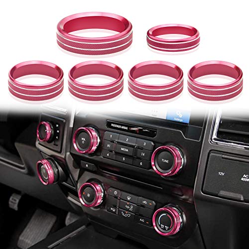 Kujunpao Air Conditioner Switch Trim Cover Aluminum Center Console Knob Compatible for Ford F150 XLT Accessories 2015-2019 6PCS(Light Red) Kujunpao Air Conditioner Switch Trim Cover Aluminum Center Console Knob Compatible for Ford F150 XLT Accessories 2015-2019 6PCS(Light Red)