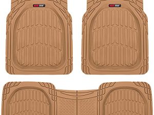 Motor Trend 923-BG Beige FlexTough Contour Liners-Deep Dish Heavy Duty Rubber Floor Mats for Car SUV Truck & Van-All Weather Protection Trim to Fit Most Vehicles(Tan Beige)