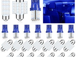 Tallew 24 Pieces Dome Light LED Car Bulb Kit Set T10 31 mm 42 mm LED Festoon Bulbs Interior LED Interior Replacement Bulbs for Car Map Door Courtesy(Blue)