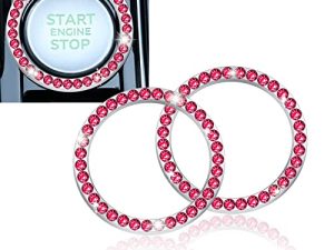 LivTee 2 PCS Crystal Rhinestone Car Engine Start Stop Decoration Ring