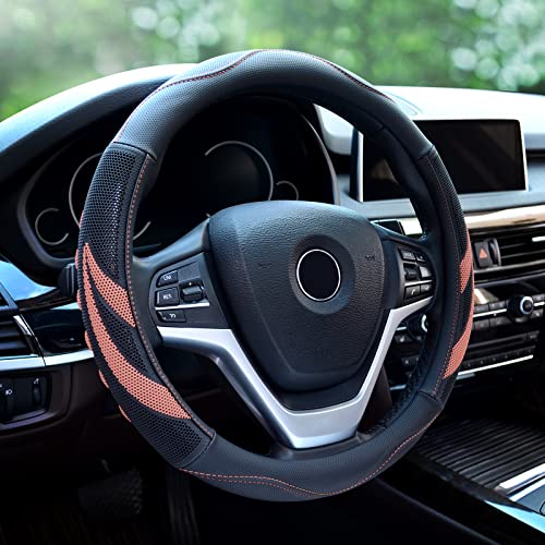 Alusbell Microfiber Leather Steering Wheel Cover Breathable Auto Car Steering Wheel Cover for Men and Women Alusbell Microfiber Leather Steering Wheel Cover Breathable Auto Car Steering Wheel Cover for Men and Women