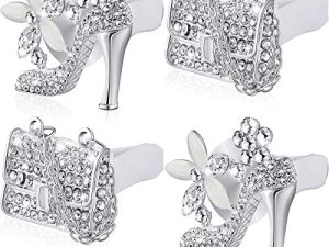 4 Pieces Crystal High Heel Shoe and Bag Car Air Vent Clip