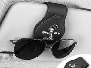 ERDONE Fit for Deckild Sunglasses Holder Clip for Car Sun Visor Leather Glasses Hanger Clip with Hidden Magnetic Closure for Mustang Shelby Accessories (FitCobra)